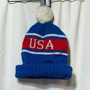 Polo Ralph Lauren USA Red White Blue Pom Beanie Hat